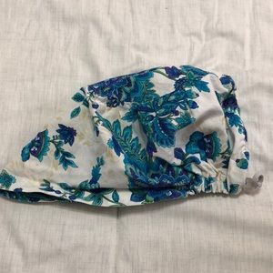 Peacock feather/floral scrub cap